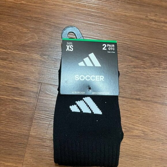 adidas AEROREADY Soccer Socks 2-Pack Black NWT Stocking Stuffer Holiday Gift - Picture 10 of 11